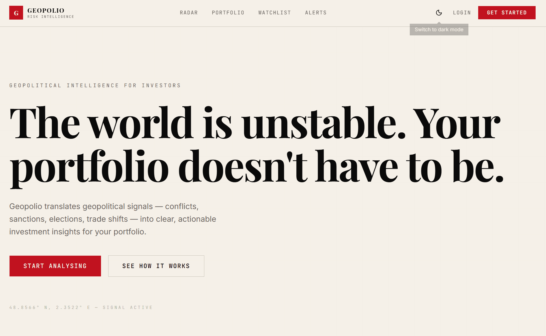 Geopolio homepage